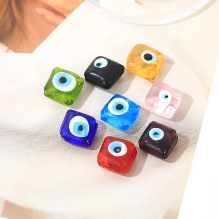 JC Crystal Factory Direct Sell Big Hole square Beads Evil Eye Pendant Necklace Key Chain Bracelet Accessories Beads