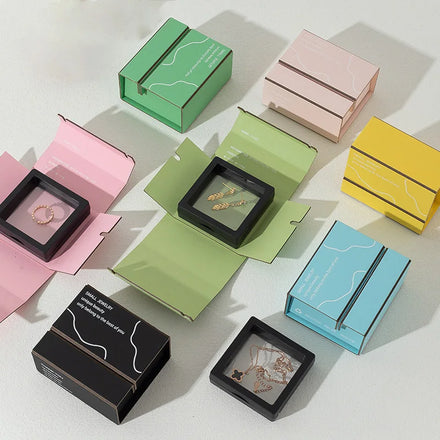Transparent Plastic PE Film Jewelry Packaging Bracelet Necklace Ring Watch Gift Box Custom Logo Cardboard Folding Jewelry Box