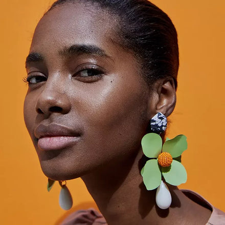Fashion Large Flower Earrings Bohemia Multi-color Flowers Exaggerated Earrings Jewelry Gifts for Her