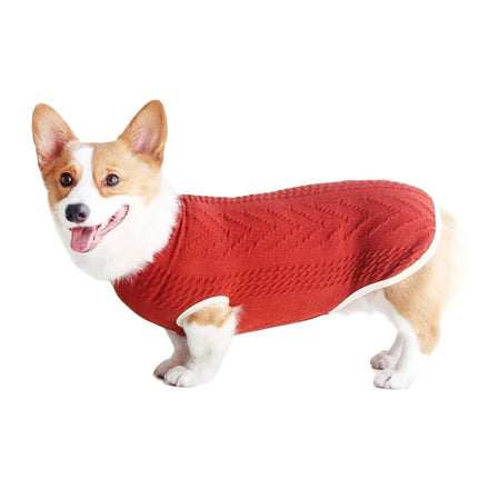 Customize New Design Retro Solid Red Polyester Spandex Dogs Winter Fall Warm Soft Luxury Knit Sweater Chongtapet MY1