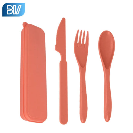 Wholesale Customizable logo Selling Low MOQ Reusable Wheat Straw Tableware Set With Box