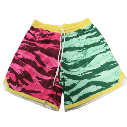 Retro Custom Breathable Summer Basketball Shorts Streetwear Women Mesh Two Tone Sublimation Printed Quick Dry Wholesale