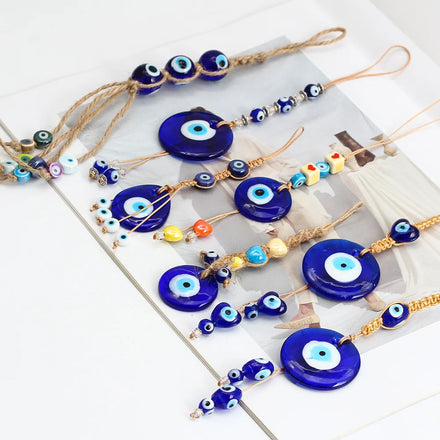 Handmade Children's Car Pendants Ornaments Evil Eye Protection Good Luck Glass Wall Room Decor Car Rear View Mirror Hanging