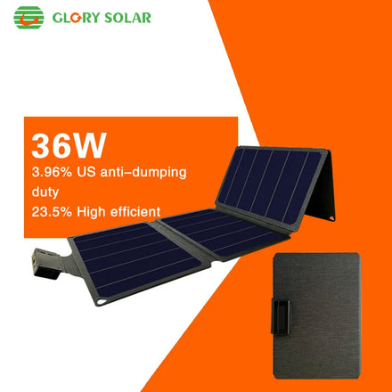 Glory Solar GSM-120W 36W Fold ETFE Outdoor Foldable Waterproof USB Solar Panel >23% Efficiency Portable Solar Phone Charger CE