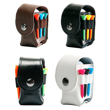 Wholesale OEM ODM Custom Logo Genuine Leather Golf Ball Bag Mini with Tee Holder Pouch Case Lightweight Normal Waterproof