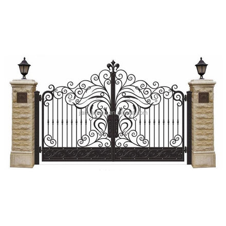 Wrought Iron Glass Door Exterior Cast Design Pictures Courtyard Villa Hotel Steel Doors Swing Double Entry Doors Accessories