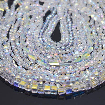 Clear Crystal Glass Beads AB Color Star Square Butterfly Round Faceted Loose Spacer Beads for Jewelry Making DIY