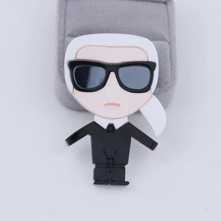 Vintage New Fashion Trends Classic Cartoon Gentleman Suit Man Signature Cool Resin Brooch Gifts