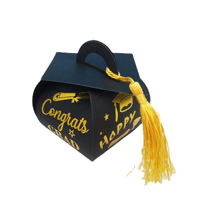 Yiwu Manufacturer Retail Folding Packed Empty Food Packaging Indian Black Fancy Candy Graduation Paper Boxes for Doctor Students