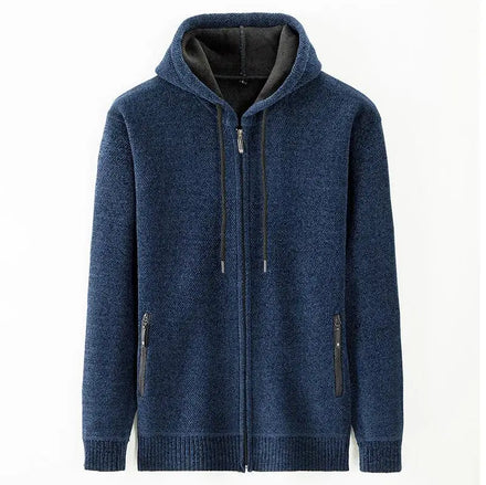 Winter Thick Men's Knitted Sweater Coat Long Sleeve Cardigan Fleece Full Zip Male Causal Plus Size Clothing for Autumn