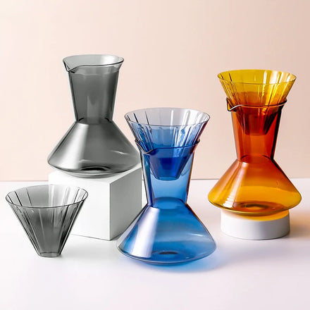 NEW Heat Resistant Colored Glass Sharing Coffee Pot Espresso Pour Over Drip Coffee Maker Filter Restaurant Drinkware Sets