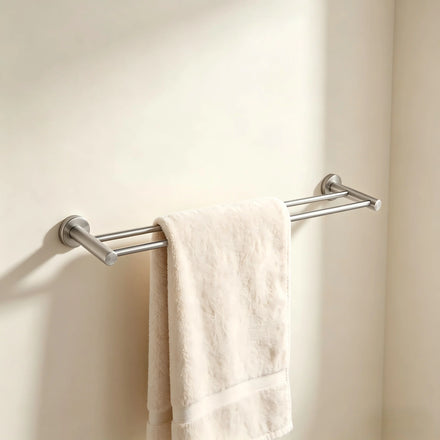 VIFONOD Stainless Steel Double Bath Towel Rack Wall-Mounted for Home & Hotel Use Eco-Friendly Modern Design 60cm Length