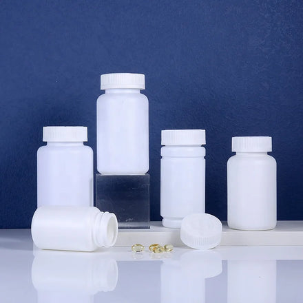 White Health Products Bottles PET Pill Capsule Vitamin Tablet Supplement Small Medicine Bottle Empty Containers in STOCK Plastic