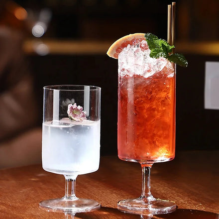 Koi Pure Handmade Round Shape Crystal Glass High Stem Goblet Straight Glass Thin Drinking Glass