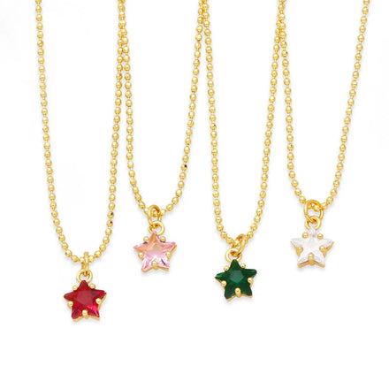 Colorful Five-Pointed Star Zircon Birthstone Pendant Lucky Stone Charm Gold-Plated Color-Retaining DIY Jewelry Pendant