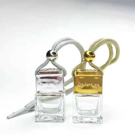 Wholesale Luxury Refillable 8ml Empty Car Air Freshener Mini Hanging Glass Perfume Diffuser Bottle Screen Printed Custom Logo