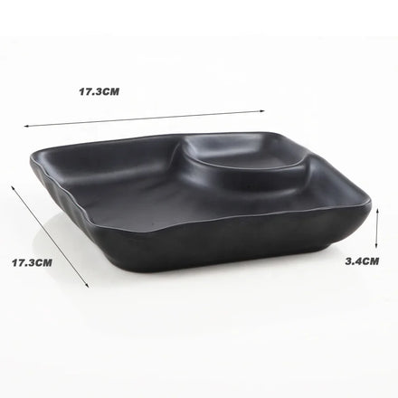 Custom Home and Restaurant Tableware Japanese Sushi Serving Black Chip and Dip Square Melamine Dish