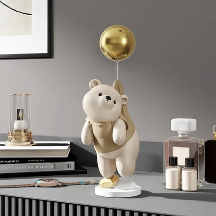 Dropshipping 2022 Art Resin Bear Statue with Balloon Animal Pattern Home Wedding Decor Birthday Gifts Bear Sculpture