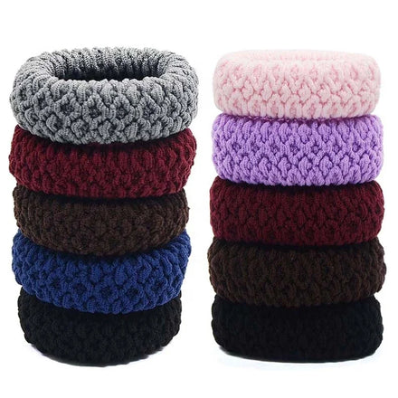 Multicolor Curly Thick Rope Holder Rubber Band No Damage Nylon Cotton Cord Sports Elastic Hair Bands Hair Ties for Girls Women