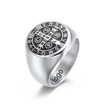 18MM Stainless Steel Ring Silver black gold Luxurious Cast Vintage Exorcist Cross Stainless Steel Ring finger rings