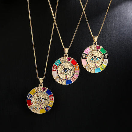 Fashion Personality New Fine Jewelry Style Oil Dripping Zircon Eye Pendant Accessories Women's Necklace Jewelry