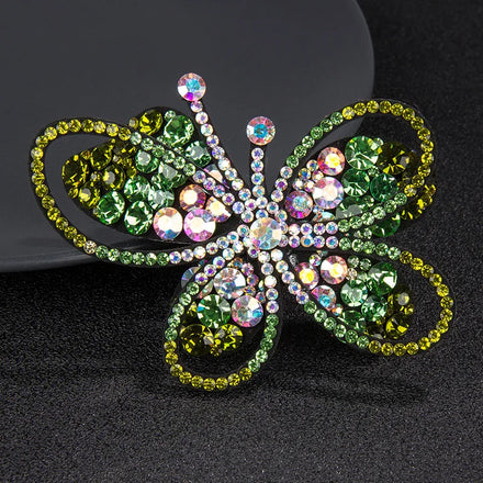 HX-242 Crystal Butterfly Hair Clips Colorful Rhinestone Hairclip Barrettes Fashion PU Flower Hair Accessories for Girls