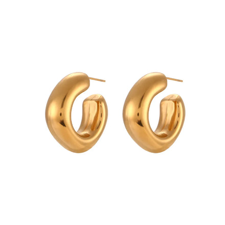 Wholesale Stainless Steel Silver Hoop Earrings Chunky Glossy Gold Hoops Tarnish Free Jewelry Geometric Hoop Earring