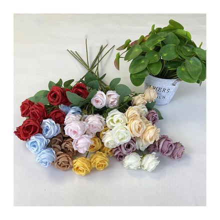 High End Modern Decoration Artificial Flower Colorful 8 Curled Roses New Arrival for Christmas Mother's Day Back to School