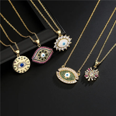 Latest Design Luxury Fashion 18k Gold Women Eye Pendant Jewelry Brass Jewelry Necklace
