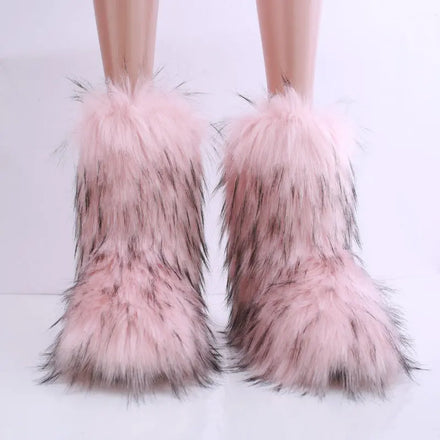 Wholesale Raccoon Fur Boots for Women 2025 Ladies Winter Mongolian Raccoon Fur Boots