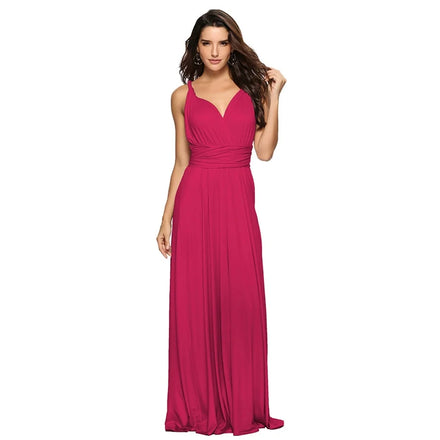 Women Elegant Casual Long Dress Solid Convertible Multi Ways Wrap New Lady Summer Party Dress
