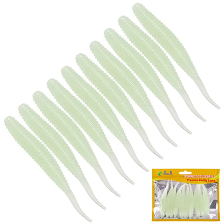 Wholesale SO023 9.5cm 5.5g 10pcs/bag Luminous Artificial Soft Plastic Baits Lifelike Worm Shape Fishing Lures