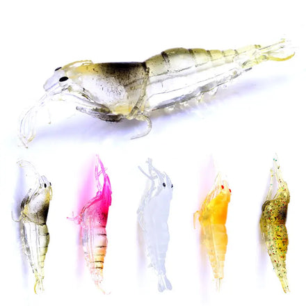 Wholesale SO036 4.8cm 1g 5pcs/bag Artificial Soft Plastic Baits Mini Luminous Simulated Shrimp Soft Fishing Lures