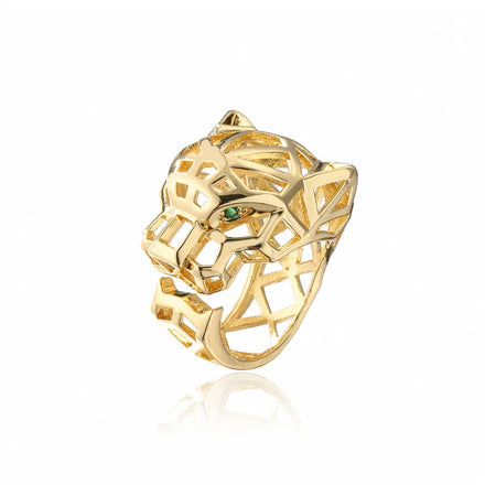 Hot Selling Fashion Brass Animal Leopard Head Ring for Women Men Jewelry