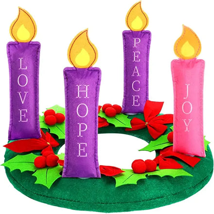 Wholesale Felt Christmas Advent Wreath with Candles and Holly Red Berry Table Christmas Ornaments