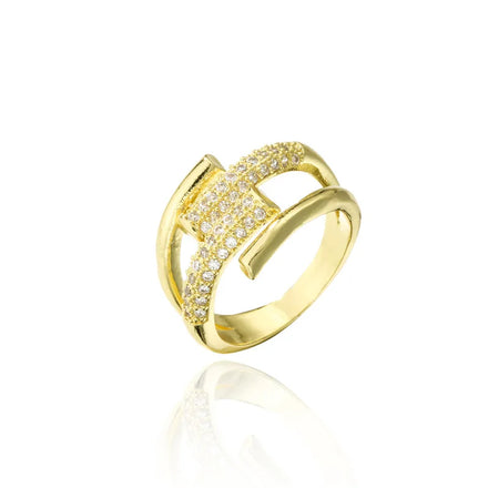 Classic Women Rings Set Zirconia 18k Gold Wedding Ring
