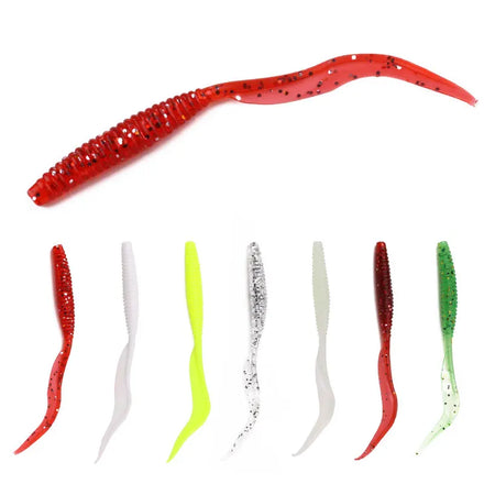 Wholesale SO042 10cm 2.9g 6pcs/bag Artificial Long Worm Soft Plastic Baits Fishing Lures