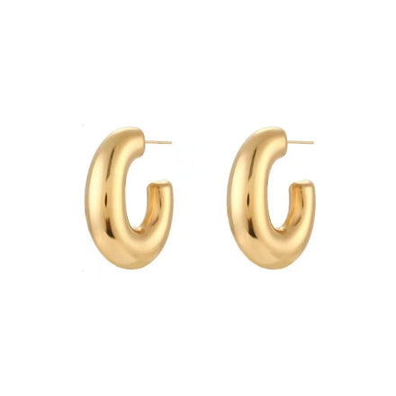 Wholesale Non Tarnish 18k Gold Plated Earrings Stainless Steel Gold Hoops Women Fine Jewelry Chunky Hoop Earrings