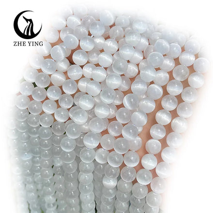 Zhe Ying Selenite Beads Loose Stone Bracelet Natural 6mm Aaa Selenite Bead Strand Natural Stone Beads for Jewelry Making