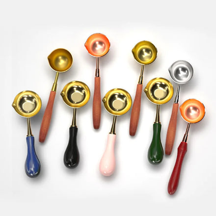 Wholesales Multi Colors Stainless Iron Electroplate Wood Wax Seal Spoon