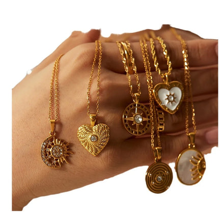 18K Gold Vintage Princess Cut Geometric Pendant Necklace for Women with Zircon and Gold Rope Chain Wedding Gift