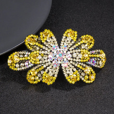 HX-244 Rhinestone Flower Hair Claw Clip Non-Slip Petal Shape Hairpin Women Updo Duckbill Clip Barrette
