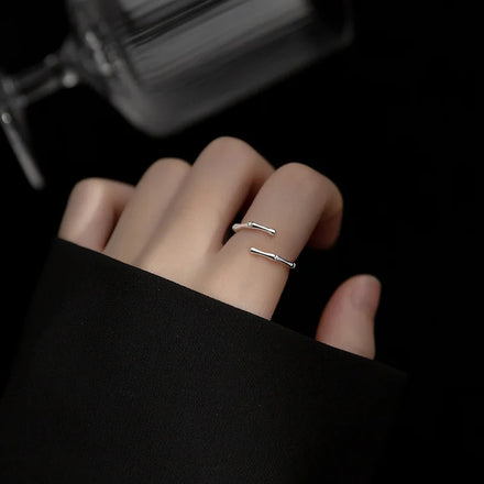 S925 Sterling Silver Adjustable Bamboo Fine Jewelry Rings Simple Designer Smart Ring Plant Bone Rings for Girls Wholesale