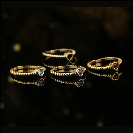 Fashion New Design Zircon Copper Open Adjustable Rings Jewelry for Women