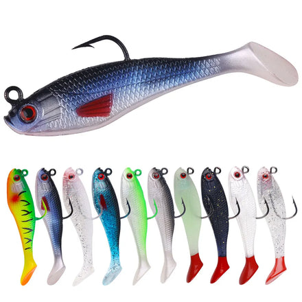 Wholesale SO073 8cm 10g Artificial Soft Baits Lead Head Fishing Lures with T Tail