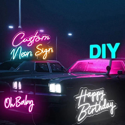 Drop Shipping Happy Birthday Acrylic Electronic Custom Neon Sign LED Eco-friendly Night Light Party Home Wedding Car Taxi Decor