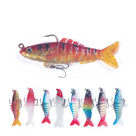 Wholesale SO074 9cm 15g Artificial Soft Plastic Baits Lead Head 8 Segments Multi Jointed Fishing Lures