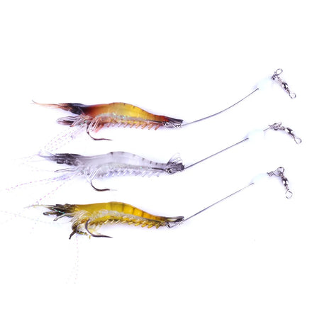 Wholesale SO028 7.5cm 6.6g Artificial Soft Plastic Baits Luminous Shrimp Shape Soft Fishing Lures with Hook