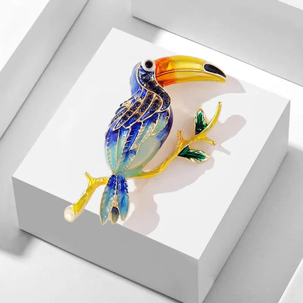 Factory 2025 New Fashionable Brooch Vintage Enamel Korean Brooch Creative Cute Dripping Parrot Brooch Pin