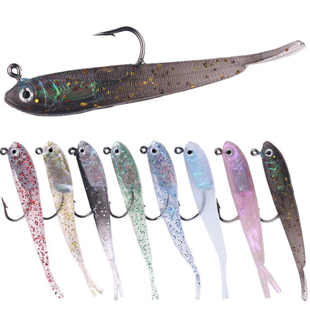 Wholesale SO061 7cm 5.5g Artificial Soft Plastic Baits Luminous Lead Jig Head Fishing Lures